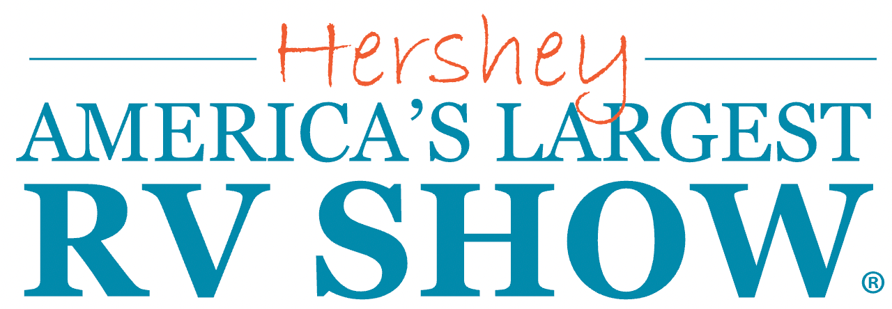 Promotional graphic Hershey RV Show 2026 Logo. Features Words