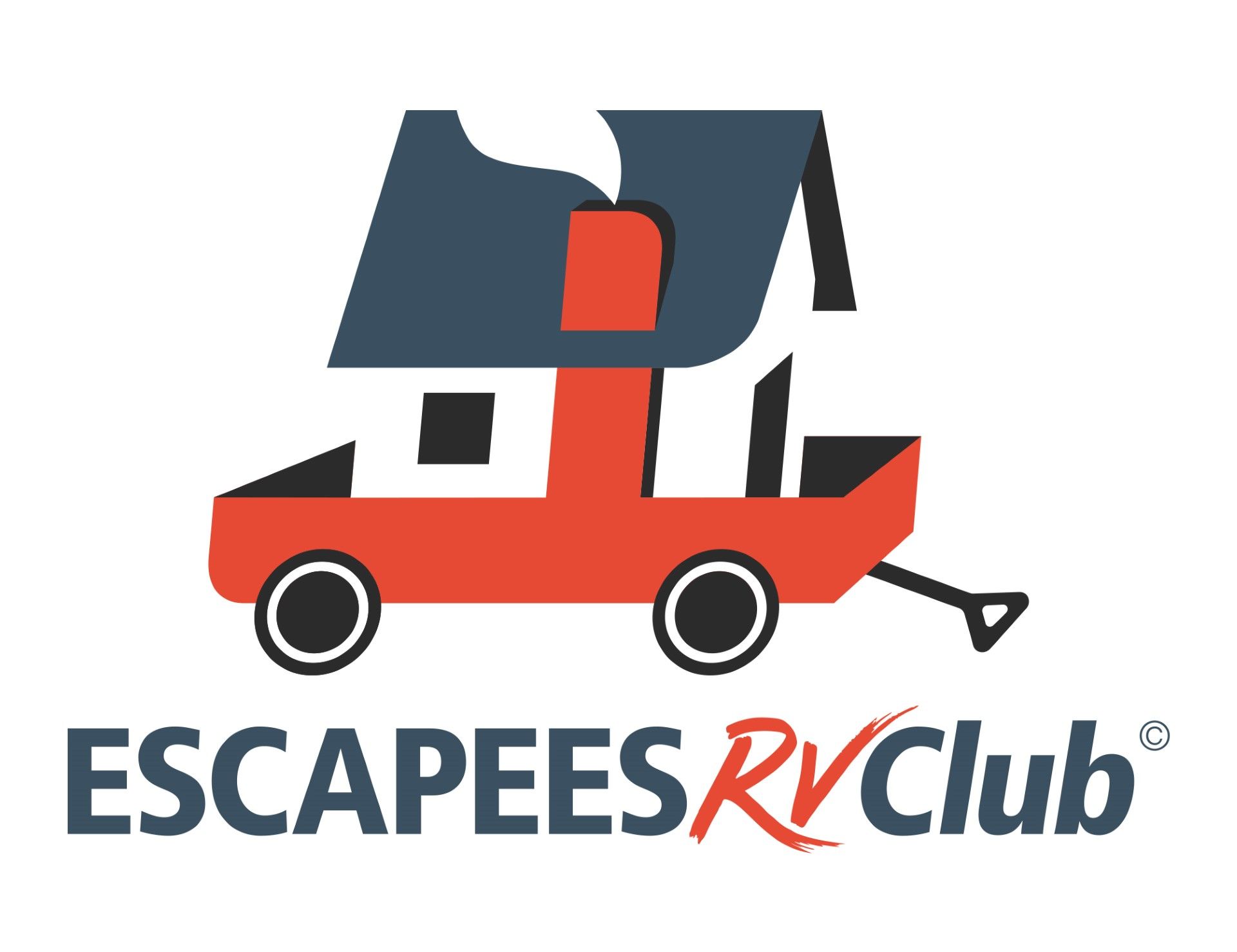 Logo: Red RV pulling house, smoke from chimney. "Escapees RV Club" text.