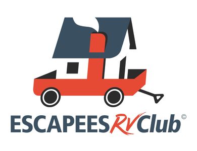 Logo: Red RV pulling house, smoke from chimney. "Escapees RV Club" text.