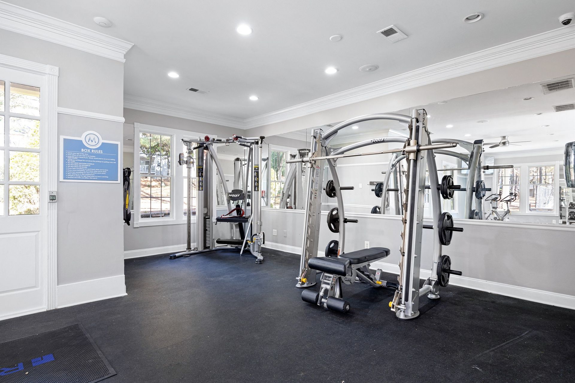 Interior view of a gym with exercise equipment