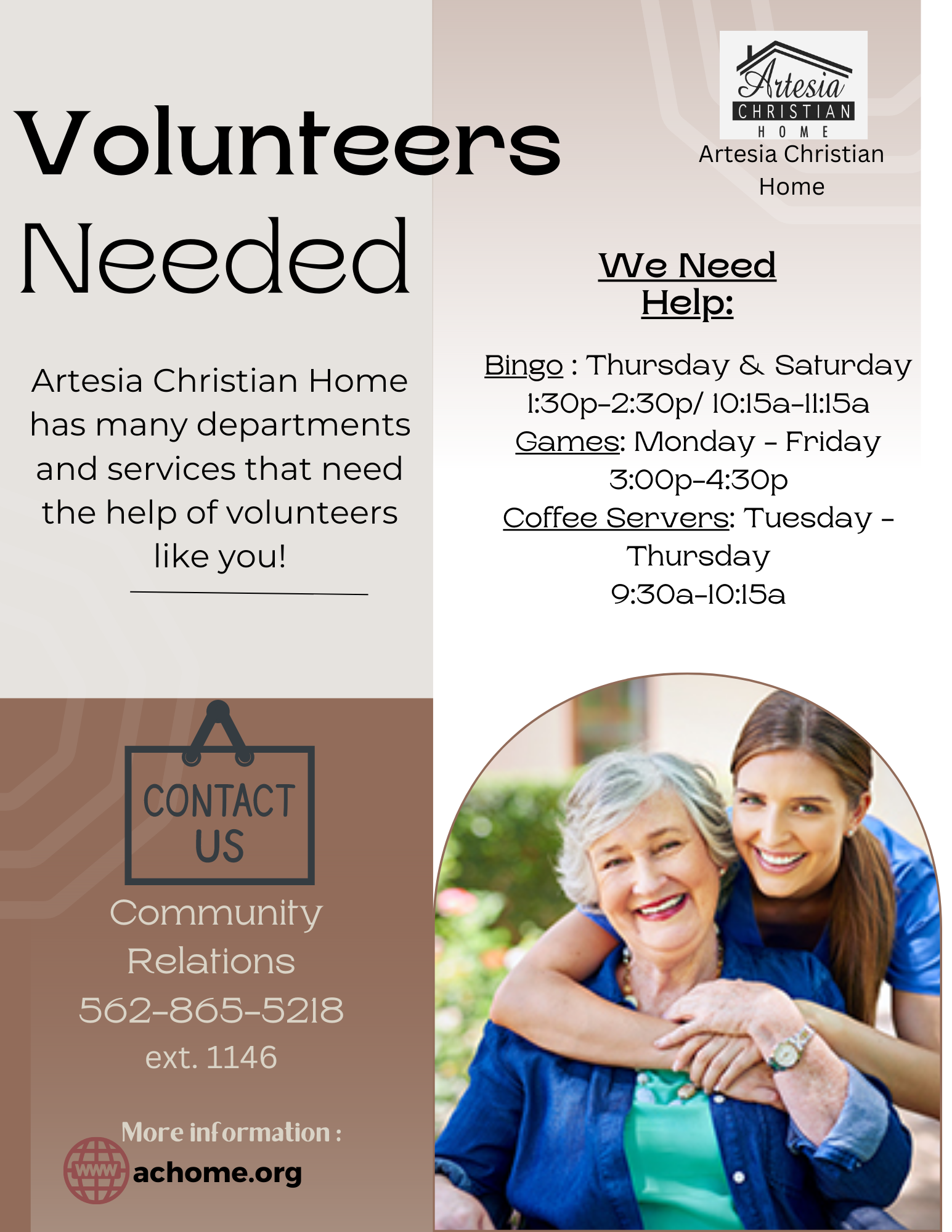 Volunteer Artesia Christian Home Artesia, CA