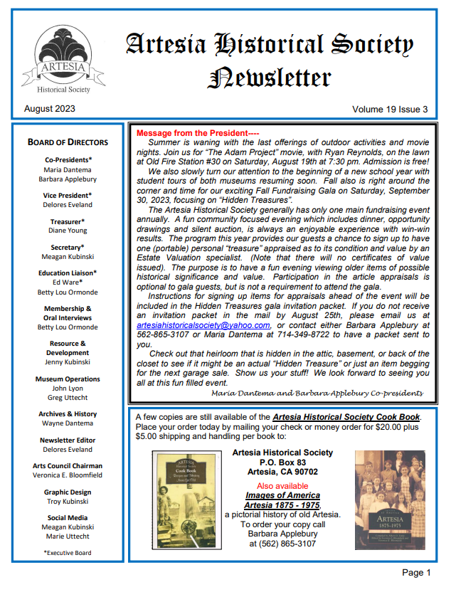 Artesia Historical Society Newsletter
