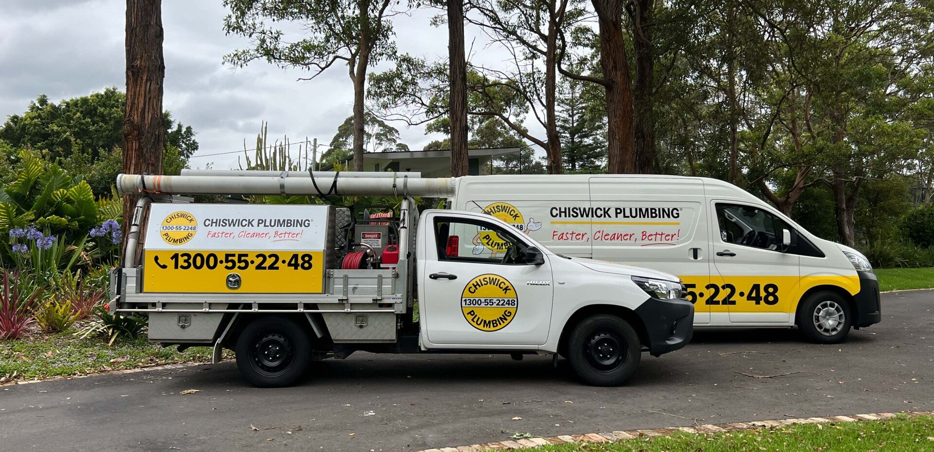 chiswick plumbing 2 truck lined up