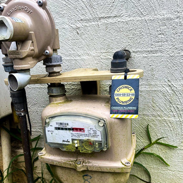 Chiswick Plumbing gas meter tag