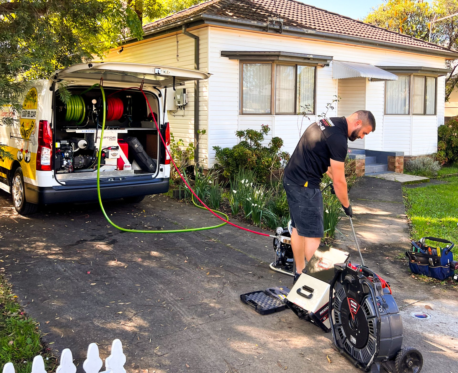 A Marrickville plumber performing our Jet Blasting Service