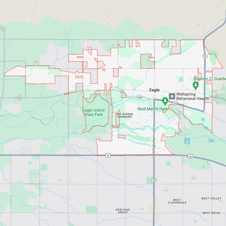 Local area map of Eagle, ID, where Ida Bug Guy does pest control.