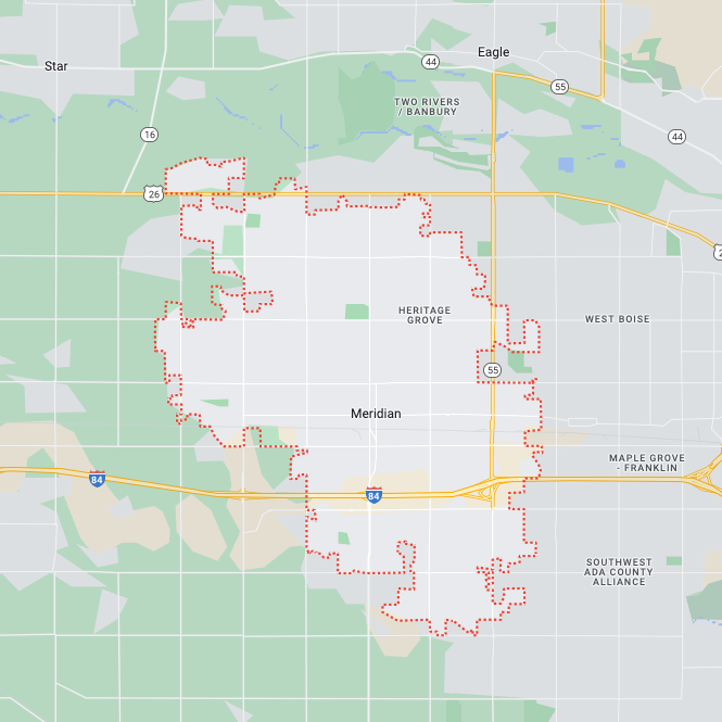 The geographical area around Meridian, ID that we provide pest control.