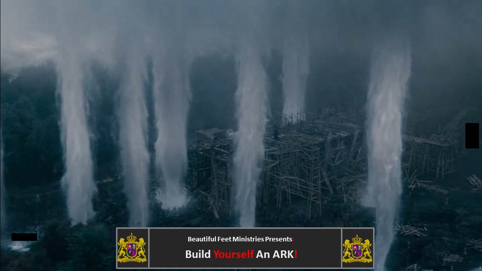 A waterfall with a sign that says build yourself an ark