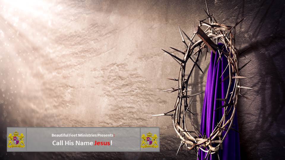 A crown of thorns is hanging on a purple cloth on a wall.