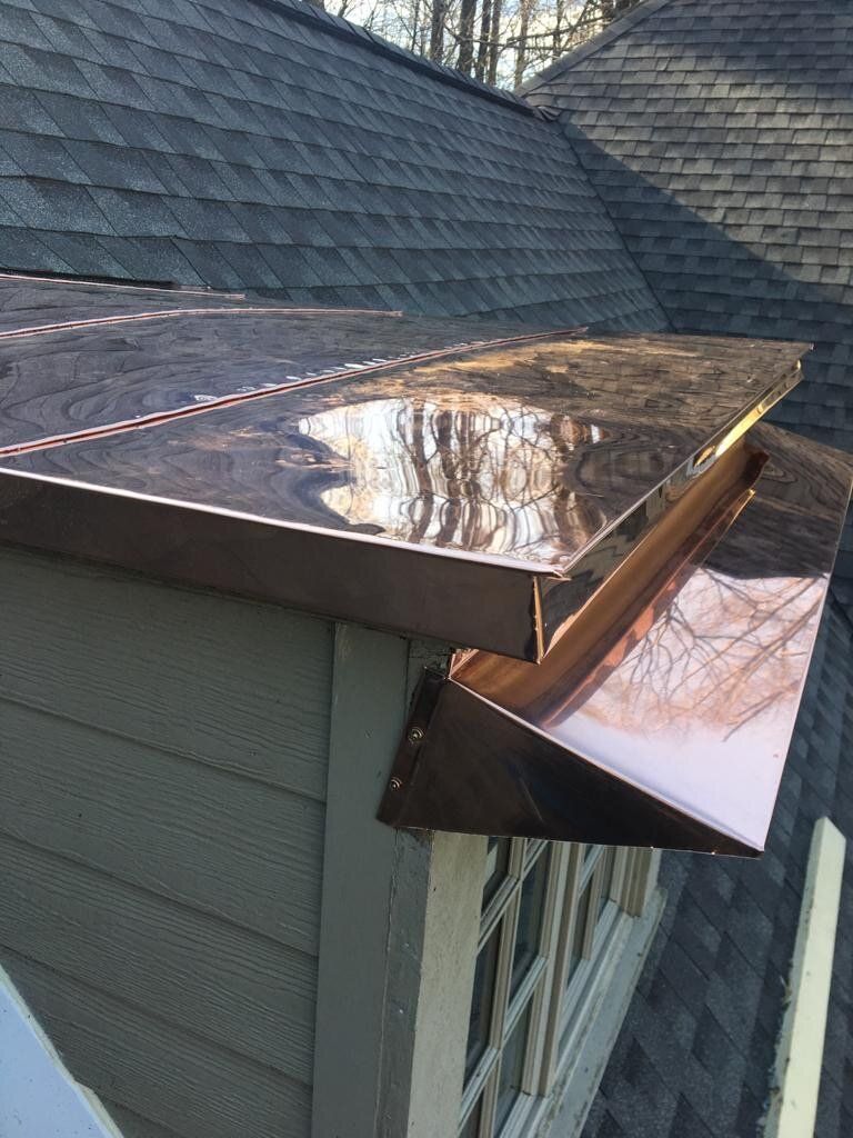 Closeup View of Copper Gutter — Burlington, NJ — AD Roofer Siding & Gutters