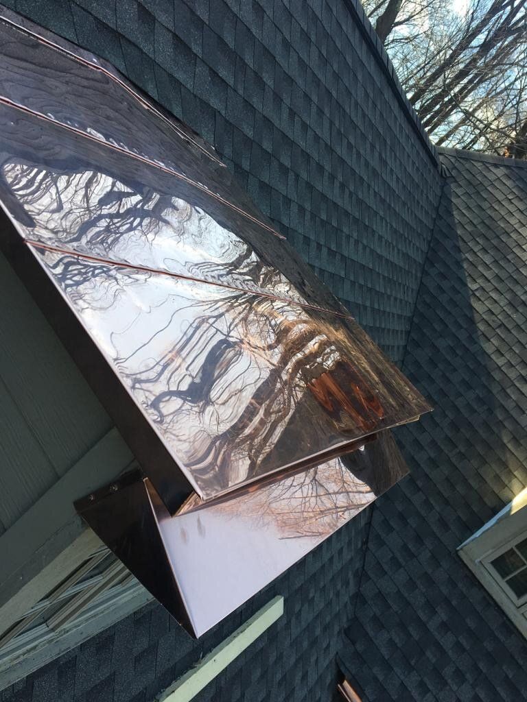 Side View of Copper Gutter — Burlington, NJ — AD Roofer Siding & Gutters