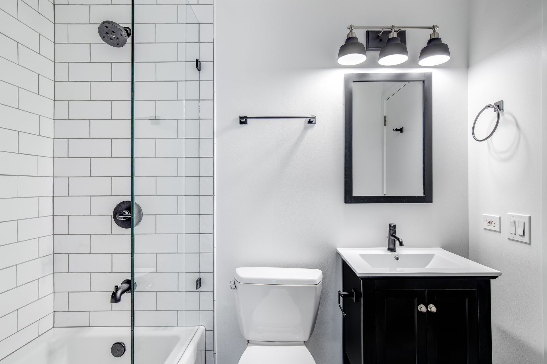 Black and White Bathroom colors — Burlington, NJ — AD Roofer Siding & Gutters