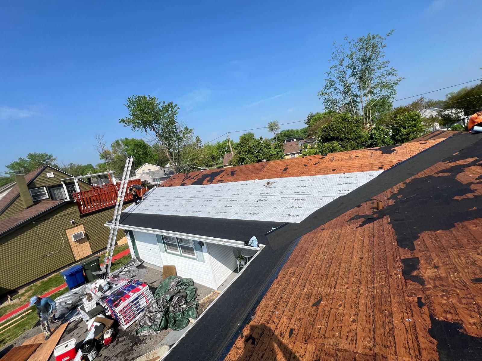 A House Is Being Remodeled With a New Roof Being Installed — Burlington, NJ — AD Roofer Siding & Gutters