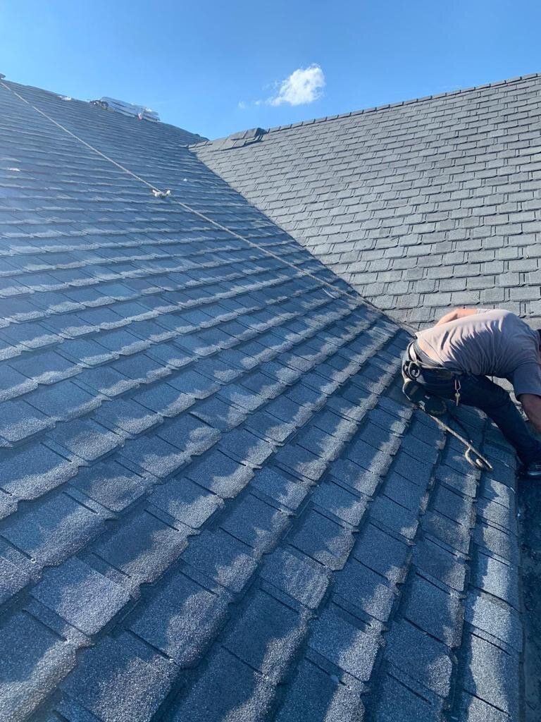 New Light Blue Roof — Burlington, NJ — AD Roofer Siding & Gutters