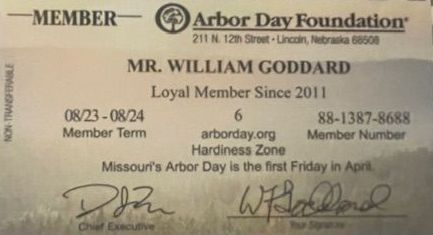 Mr. william goddard is a member of the arbor day foundation