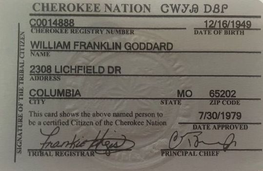 A cherokee nation id card shows the above named person to be a certified citizen of the cherokee nation