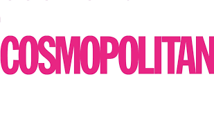 The logo for cosmopolitan magazine is pink on a white background.