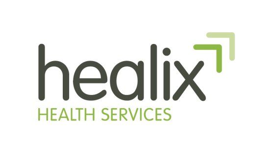 The logo for healix health services is green and black