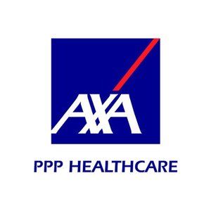 A blue and white logo for axa ppp healthcare