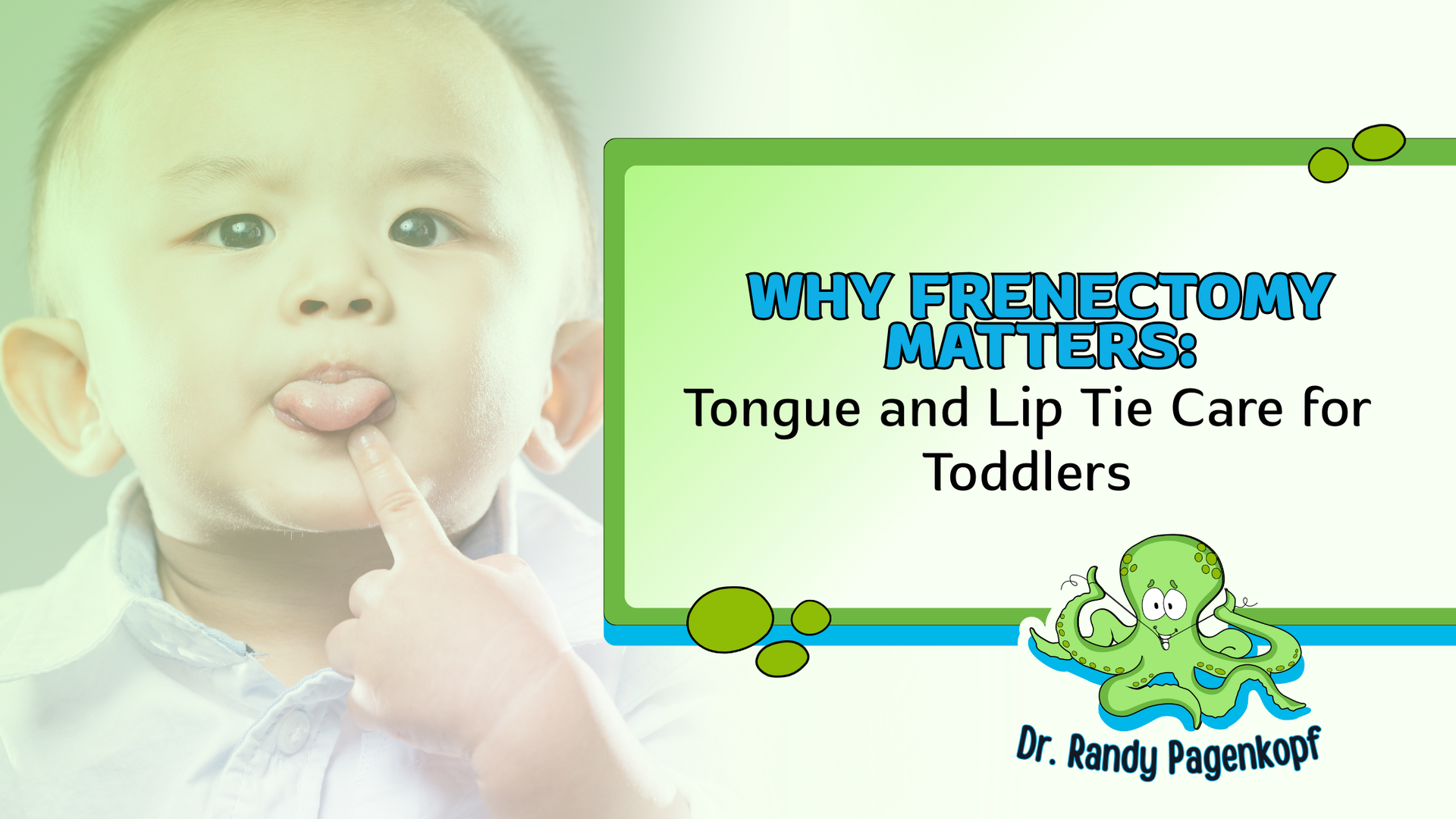 Toddler with tongue out, finger pointing. Text: 