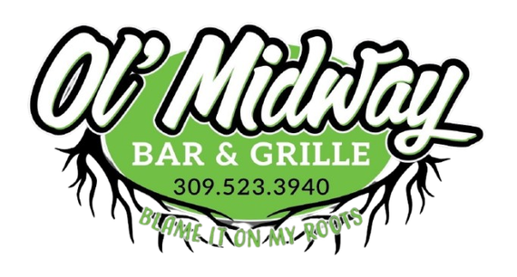 A logo for a bar and grille with a phone number