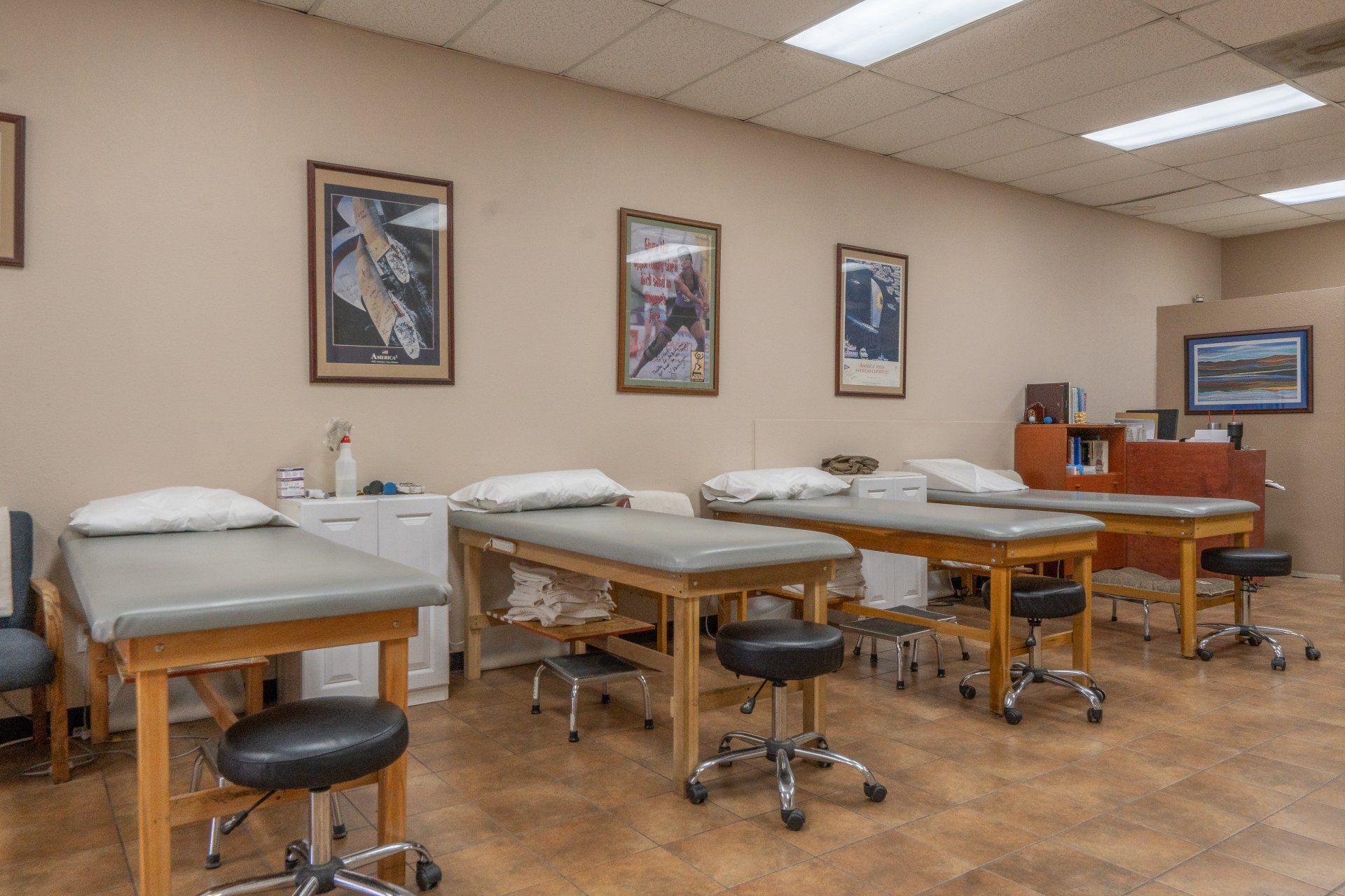 Inside view showing Dr. Mark's Herschberger's office showcasing beds