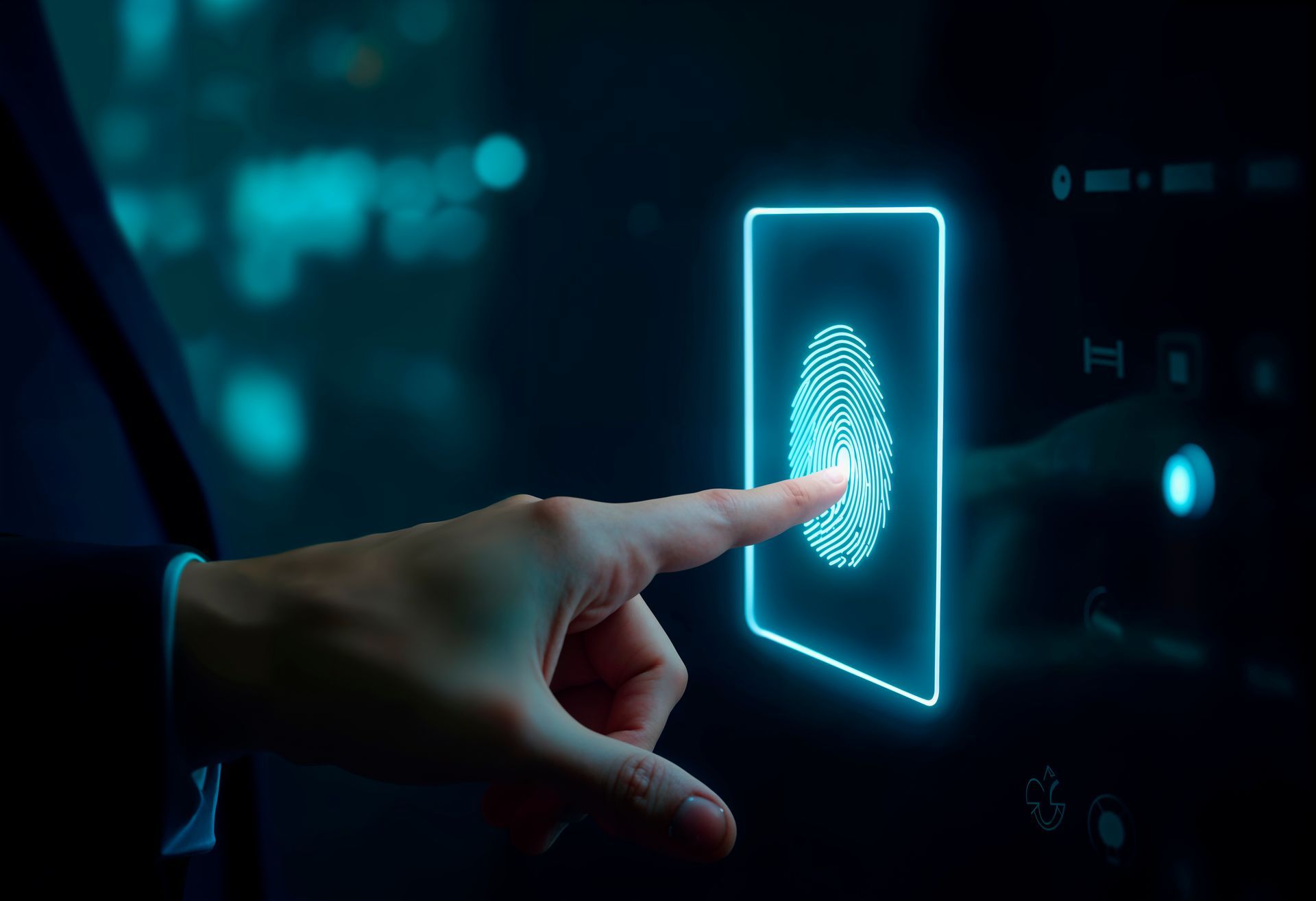 uma mão tocando uma tela com uma digital
