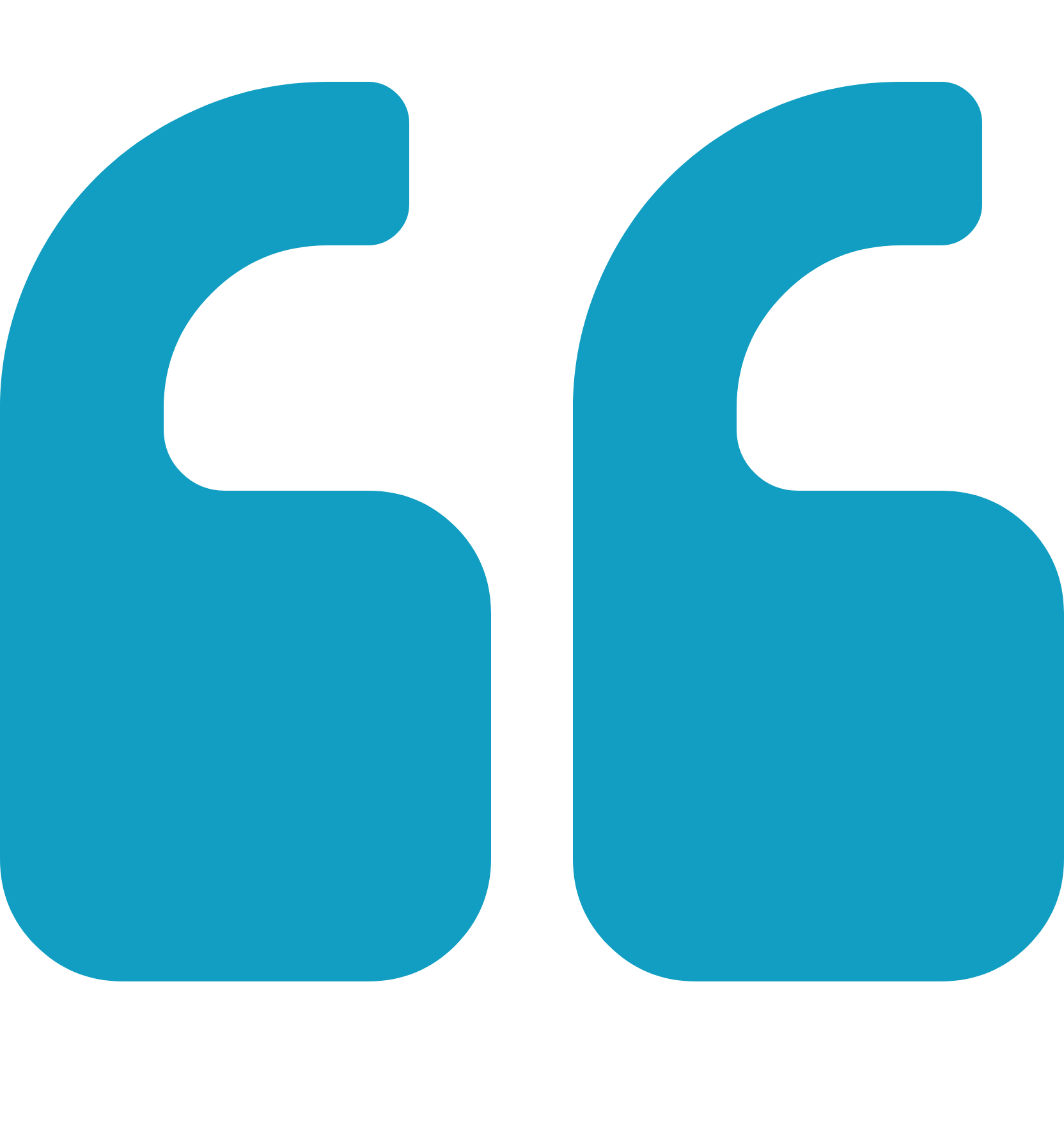 Blue quotation marks.