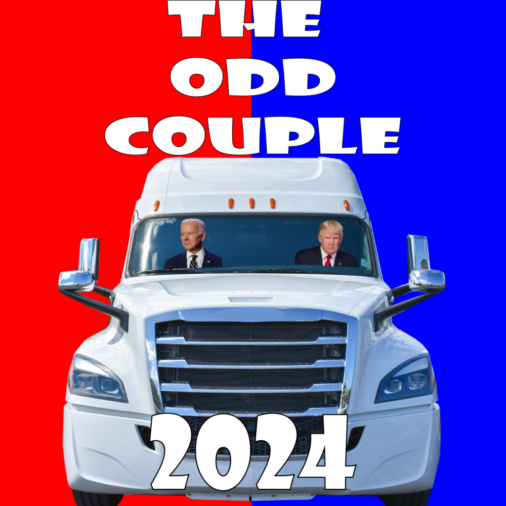 A poster for the odd couple 2024 with joe biden & donald trump