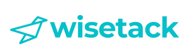 Wisestack logo: Turquoise paper airplane icon next to the word 