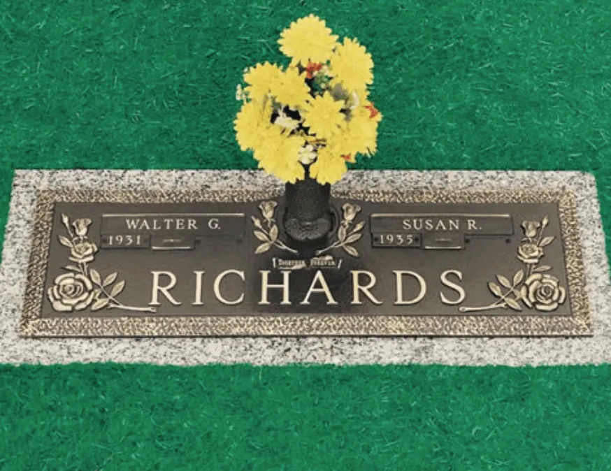 Bronze grave marker with 