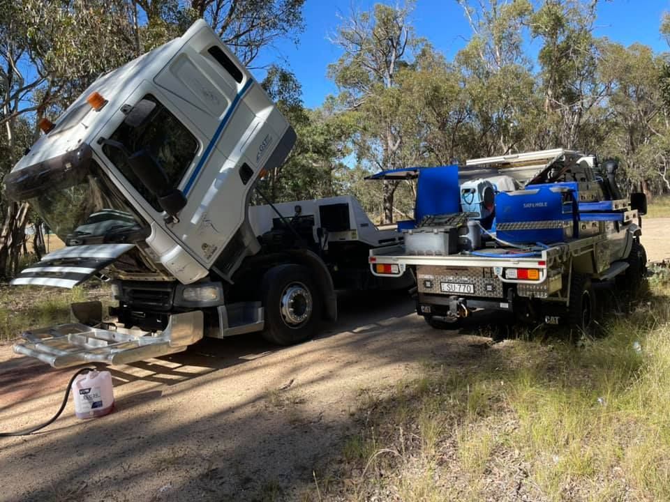 Emergency Repair Work Being Carried Out on a Truck — Superior Diesel Maintenance in Westdale, NSW