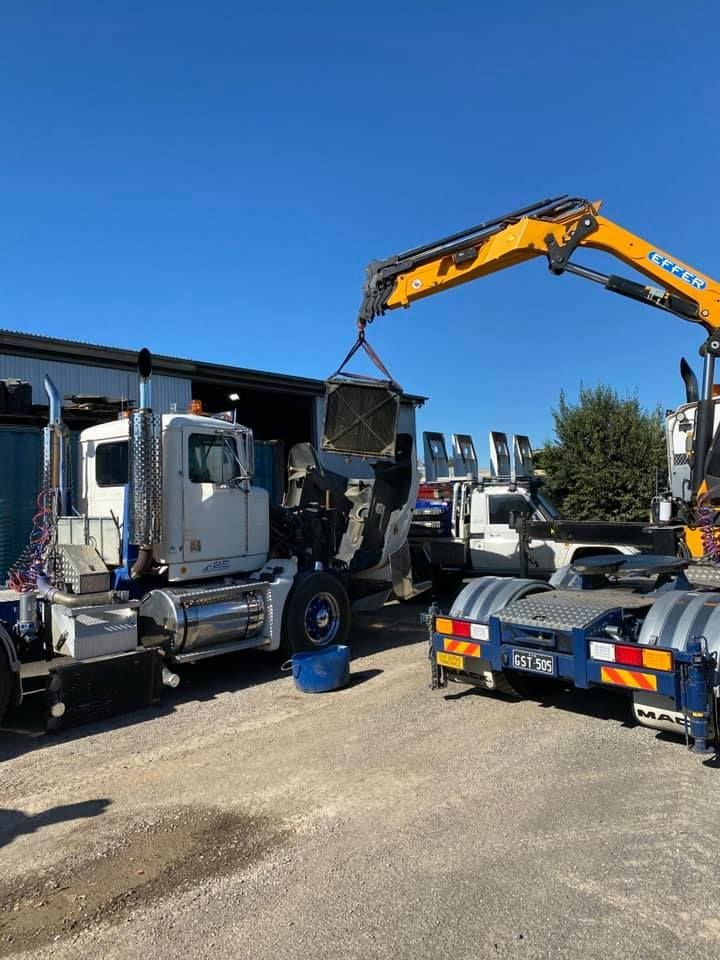 Crane Lift Removing Engine Parts From A Truck — Superior Diesel Maintenance in Westdale, NSW