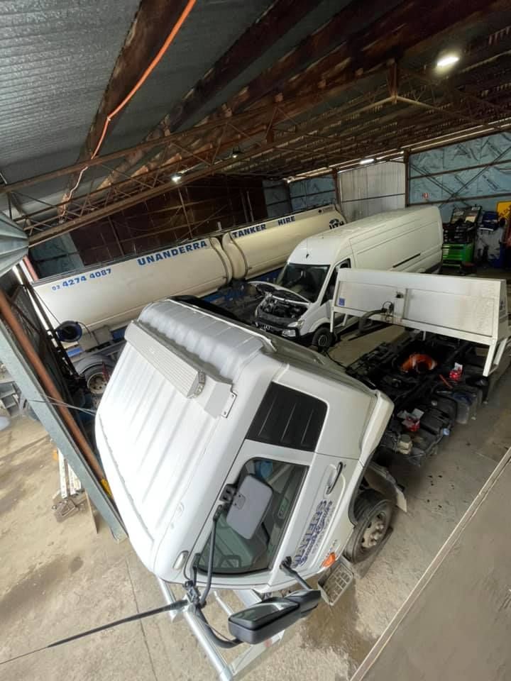 White Truck in the Garage for Maintenance — Superior Diesel Maintenance in Westdale, NSW