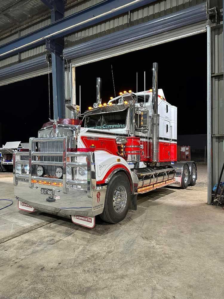Red and White Coloured Truck — Superior Diesel Maintenance in Westdale, NSW
