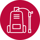 An icon of a vacuum cleaner in a red circle.
