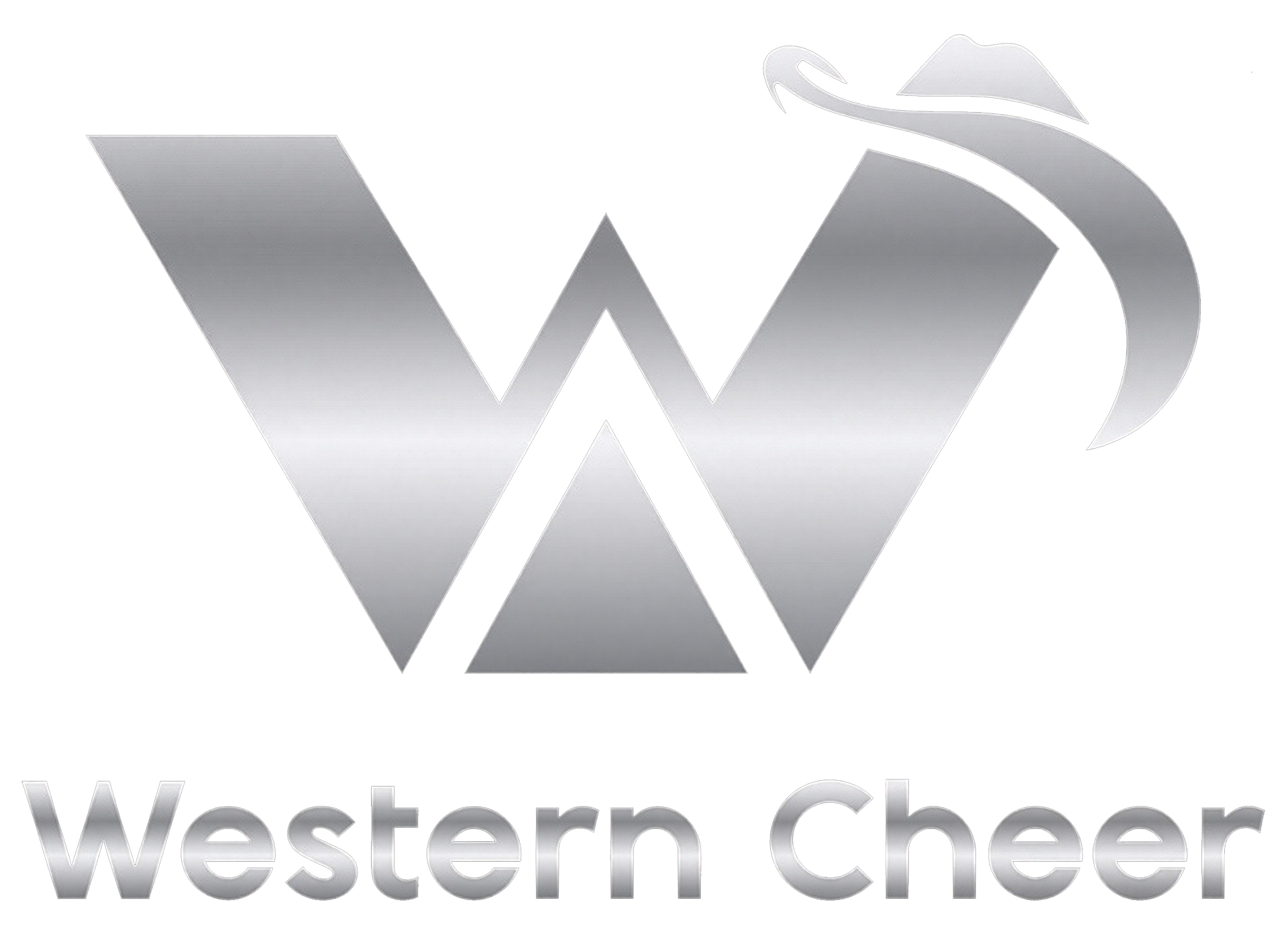 The logo for western cheer is a silver triangle with a hat on it.