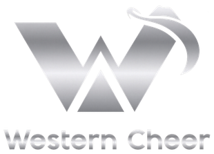 The logo for western cheer is a silver triangle with a hat on it.