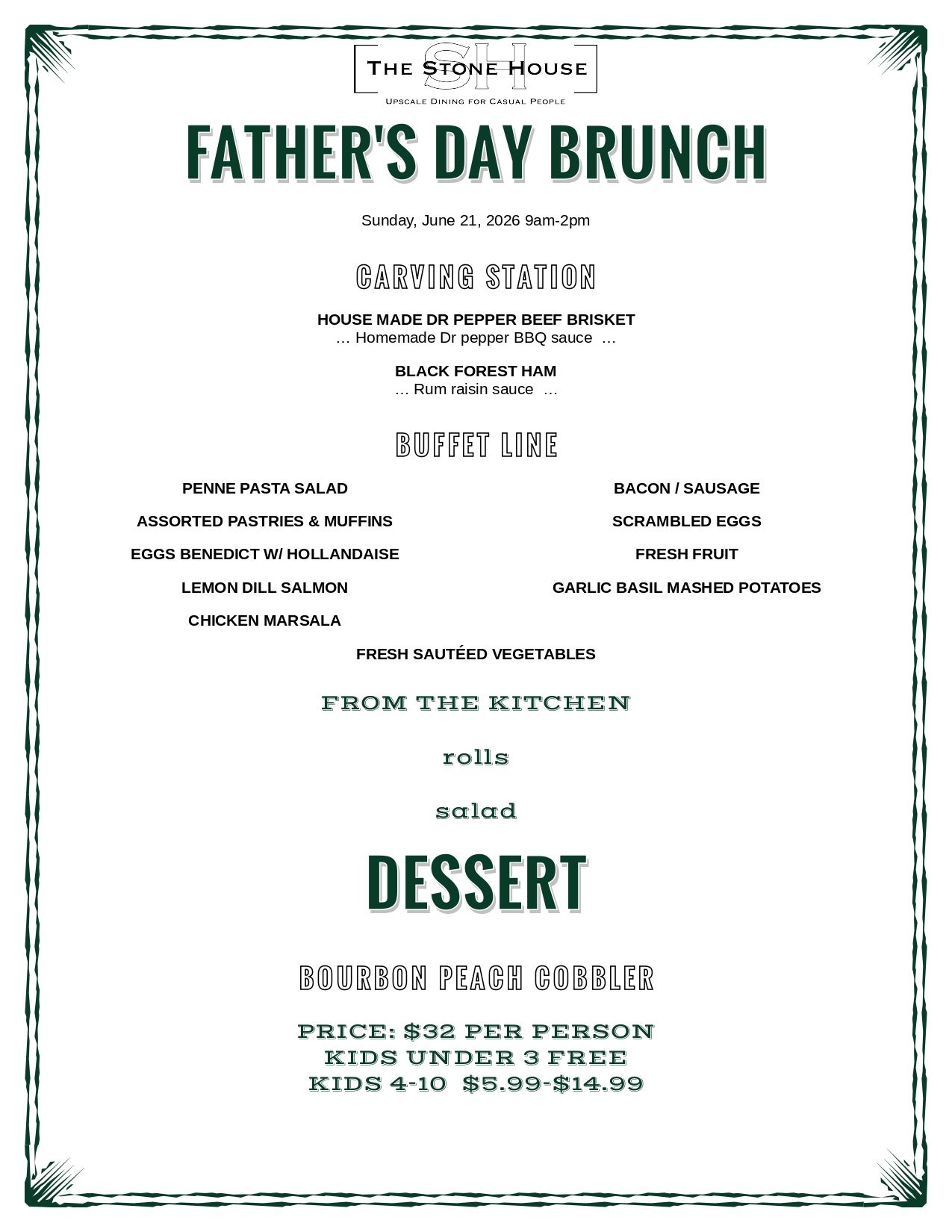Father's Day Brunch Menu Father's Day Brunch Menu