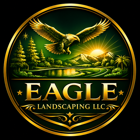LocalSplash Landscaper logo with green-and-black house and tree graphics
