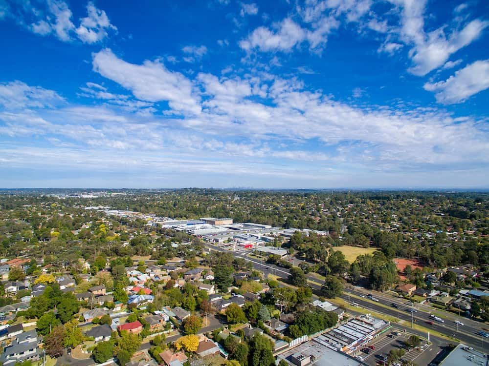 An Aerial View Of A Residential Area With A Blue Sky — Nudges Plumbing In Dunedoo, NSW