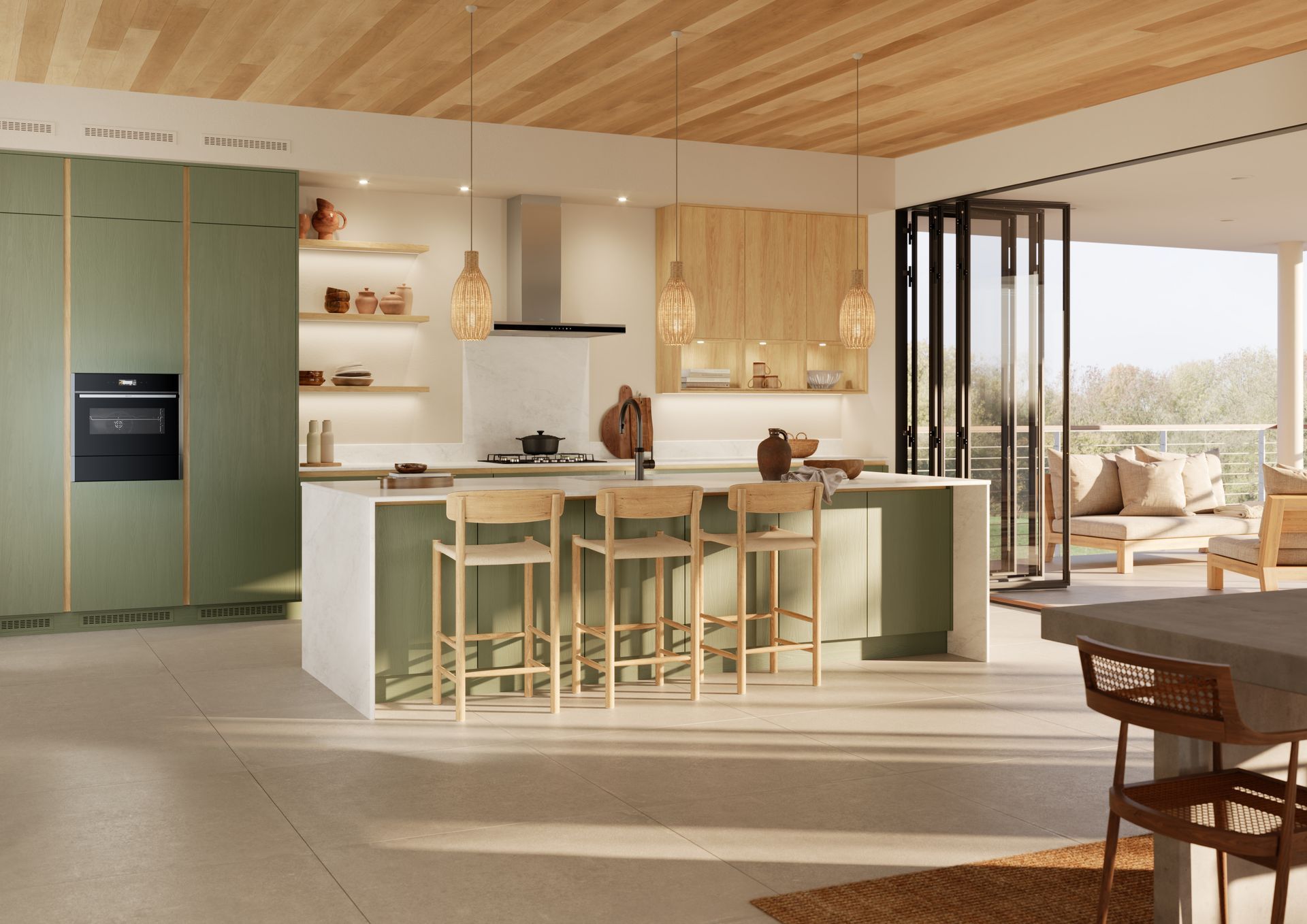 Amalfi H Line Silk Lacquered Handleless Kitchen