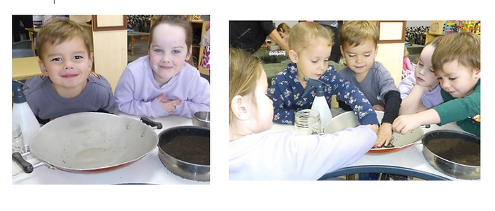 A group of children are sitting at a table making pancakes.
