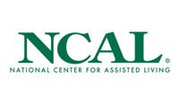 The logo for the national center for assisted living is green and white.