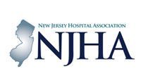 The new jersey hospital association logo has a map of new jersey on it.