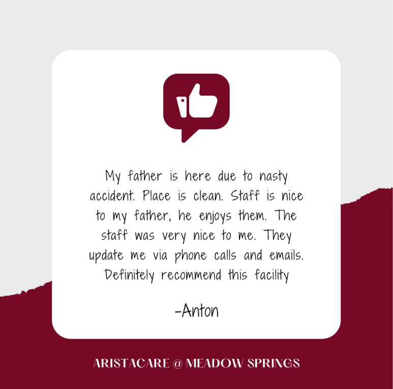 A testimonial from anthony says that his father is here due to a nasty accident.