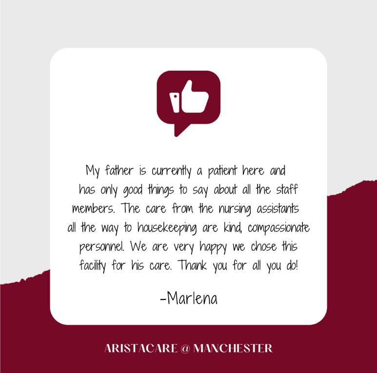 A card with a thumbs up icon and a quote from a patient.