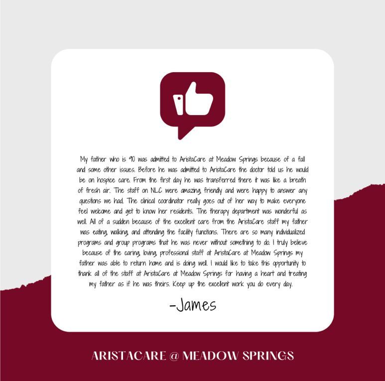 A testimonial for artist care at meadow springs by james