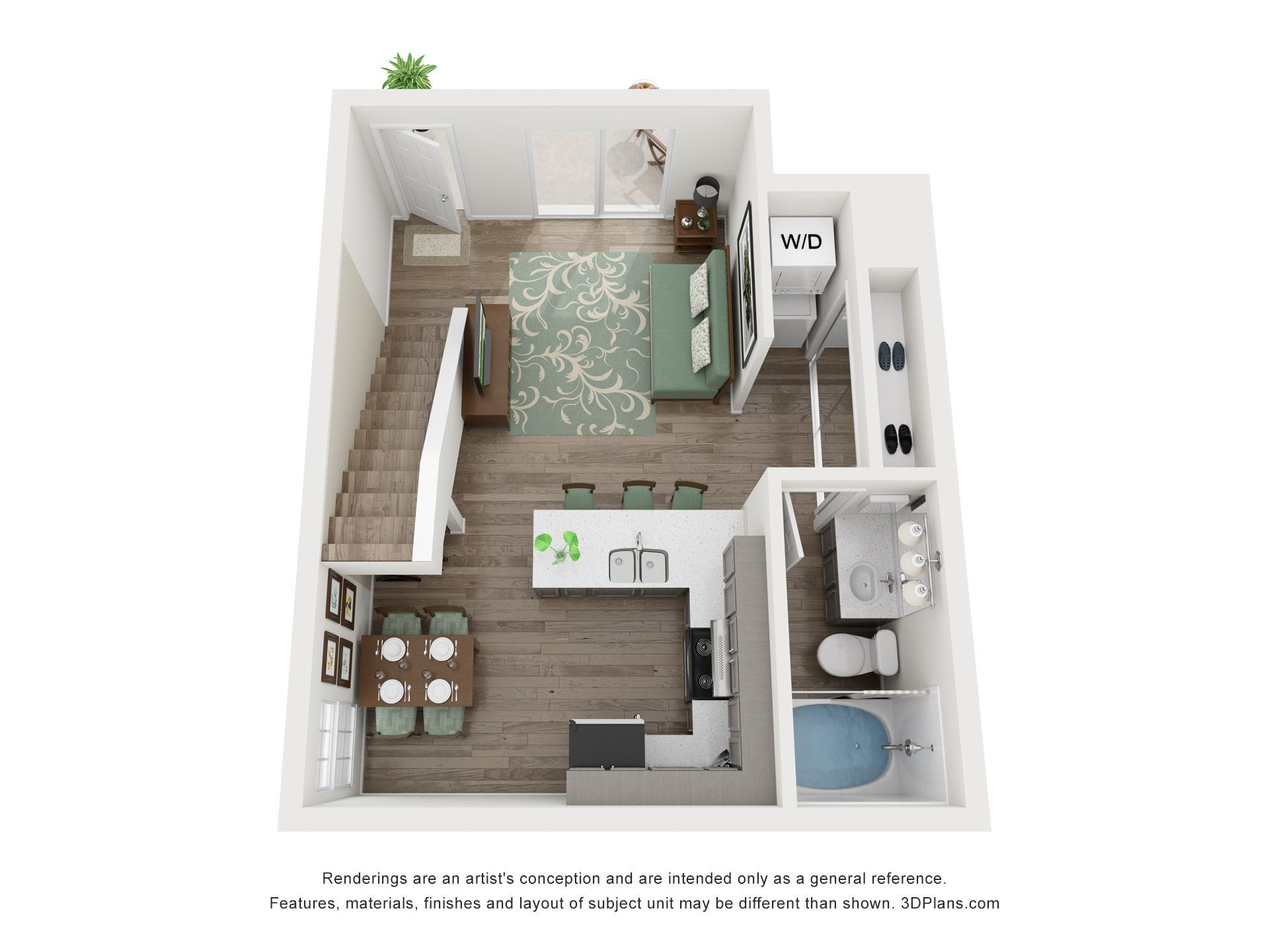 An aerial view of a floor plan of a house.