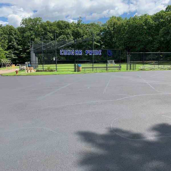 Blacktop basketball court with 